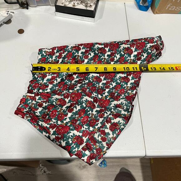 Vintage Kathryn Red Floral Satin Crop Pj Short Set Girly Sexy Feminine Large - Picture 9 of 9